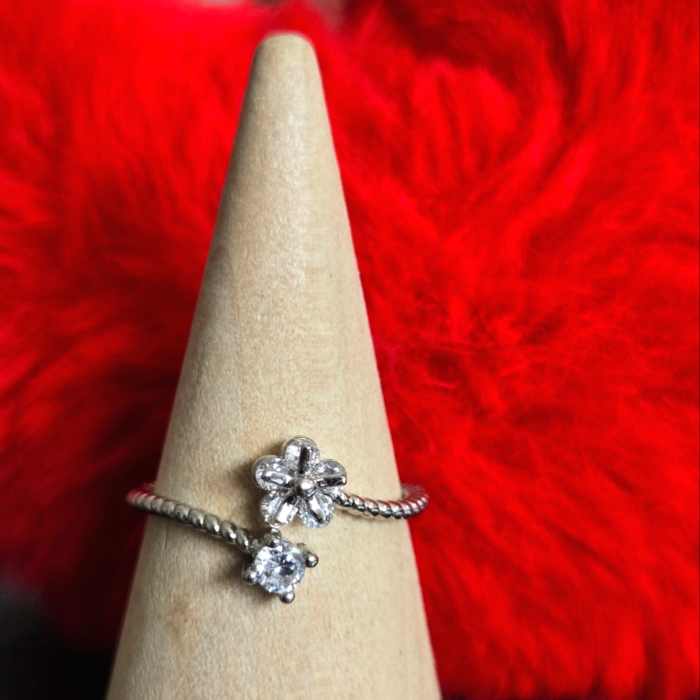 💎 silver open ring with stones